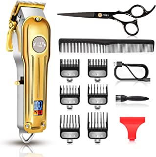 Tondeuse Cheveux Hommes, Ciicii Tondeuse Chevexu Professionnelle Tondeuse Barbe Electriques Homme (12pcs/sans Fil/rechargeable/usb/ajustable/Écran Lcd) Pour Coupe De Cheveux/bricolage/coiffeur Doré - B08J2GQB65