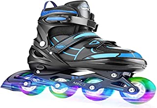 Hikole Rollers Enfants Pour Filles Et Garçons Rollers En Ligne Adultes Avec Roues Lumineuses Taille 30-41 Patins à Roues Alignées Comfortable